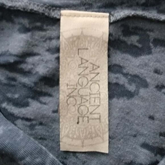 Ancient Language Long Sleeve Blue Burnout Kripalu Hoodie - S - Picture 4 of 5